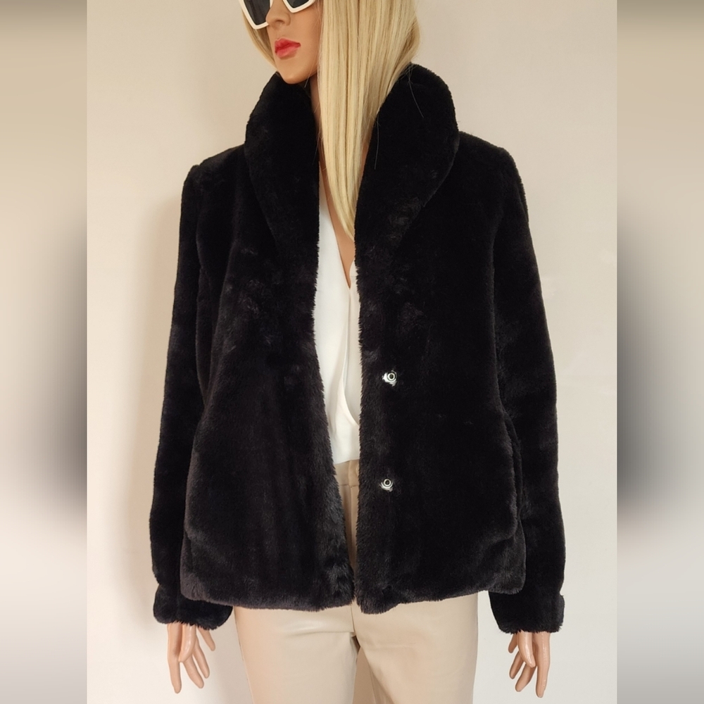 WEATHERPROOF FAUX FUR BLACK FLUFFY WARM JACKET COAT SMALL S